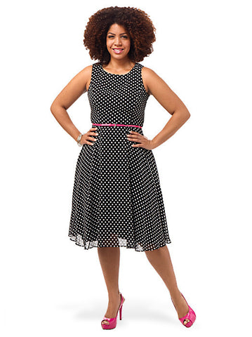 Scoop Neck Polka Dot Dress