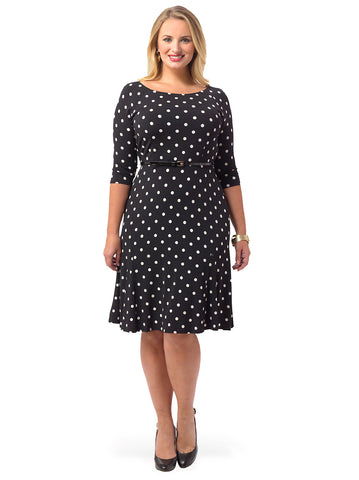 Polka Dot Dress With Black Belt