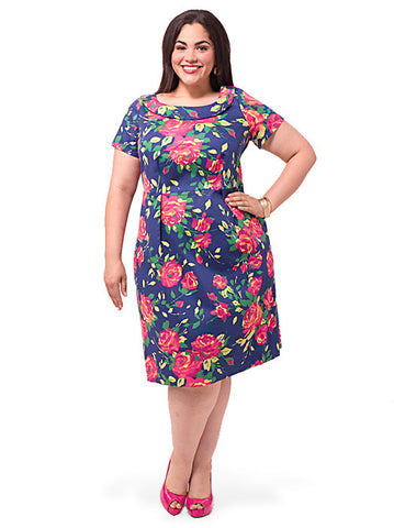 Navy Rose Dress