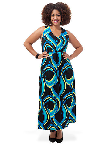 Swirl Print Maxi Dress