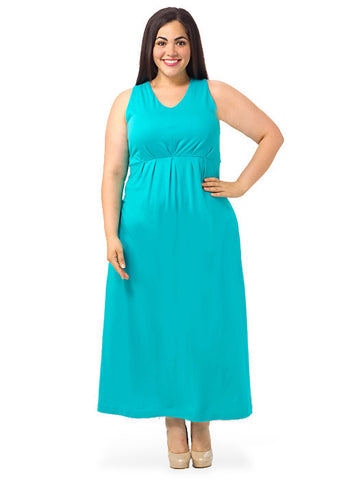 Pleat-Front Maxi Dress In Aqua