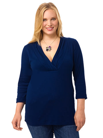 Draped V-neck Tunic In Navy