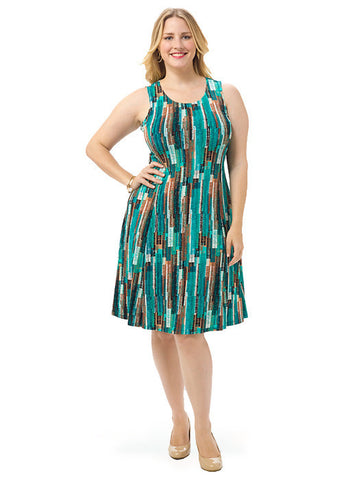 Scoopneck Geo-Print Dress