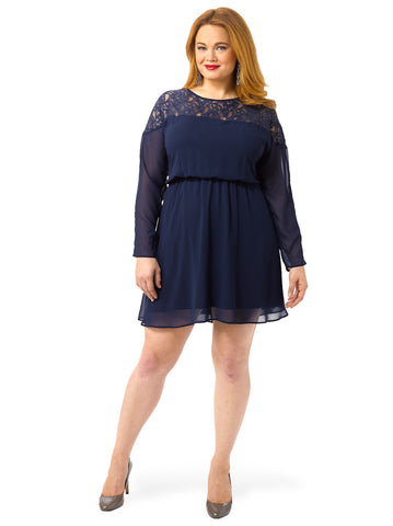 Batwing Skater Dress In Navy