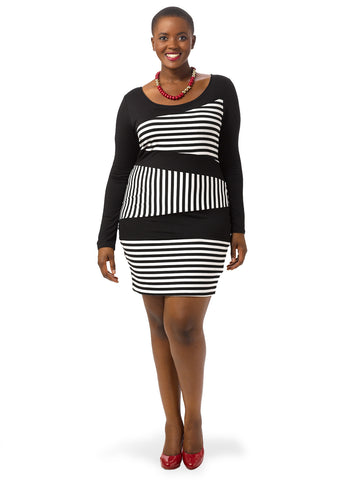 Bodycon Striped Colorblock Dress