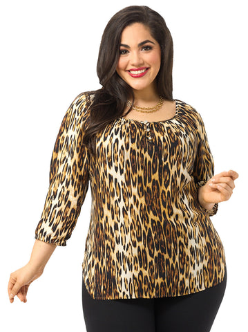 Blurred Leopard Print Top