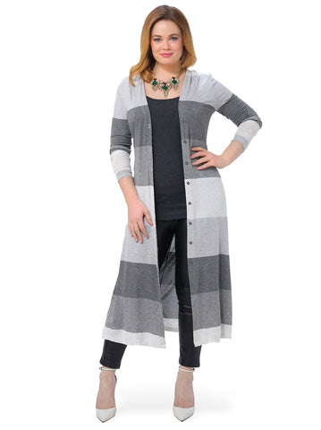 Ombre Stripe Long Cardigan