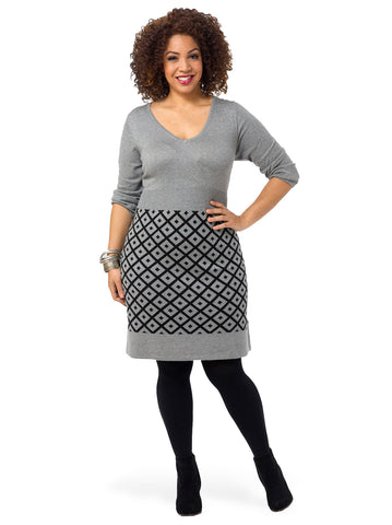 Geo Print Sweater Dress