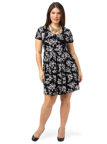 Skater Dress In Mono Floral