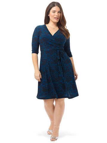 Lace Print Dress In Blue