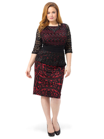 Nicolette Peplum Dress In Merlot