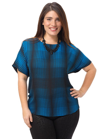 Grid Print Blouse