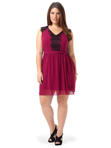 Lace Trim A-Line Dress