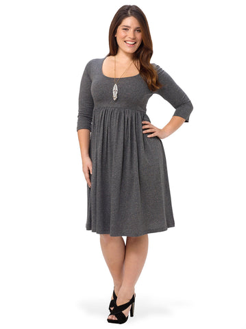 Gray Midi Dress With Scoop Neck