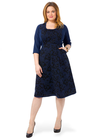 Savannah Dress In Indigo Jaquard