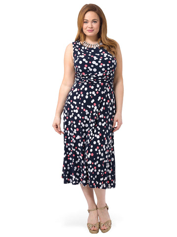 Ruched Waist Dress In Polka Dot