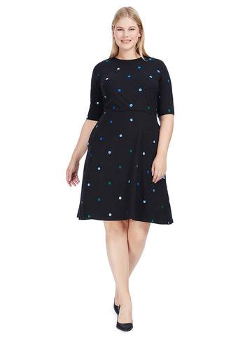 Polka Dot Fit And Flare Dress