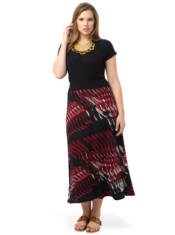 Contrast Waist Maxi Skirt