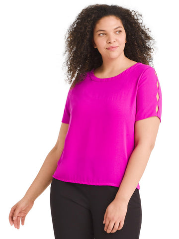 Cutout Sleeve Pink Top