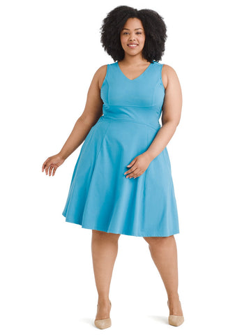 Blue Turquoise Fit And Flare Dress