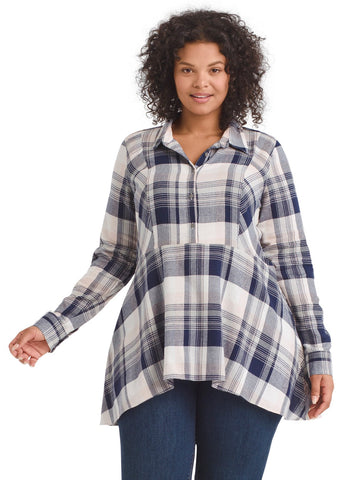 Eagles Plaid Sequoia Peplum Tunic Top