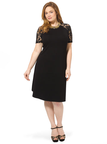 Swing Dress With Lace Raglan Sleeve