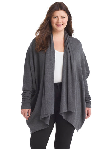 Gray Oversized Rib Cardigan