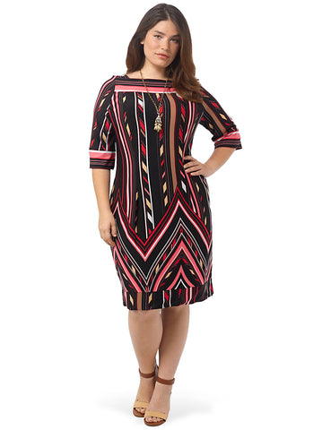 Pink Chevron Shift Dress