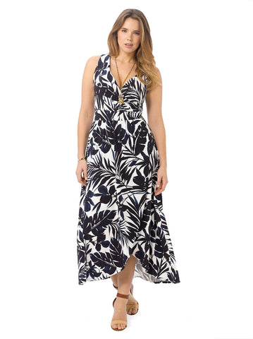 Navy Leaves Maxi Dress