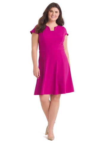 Square Inset Scuba Fit And Flare Dress