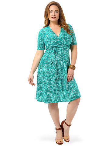 Fit & Flare In Green Polka Dot