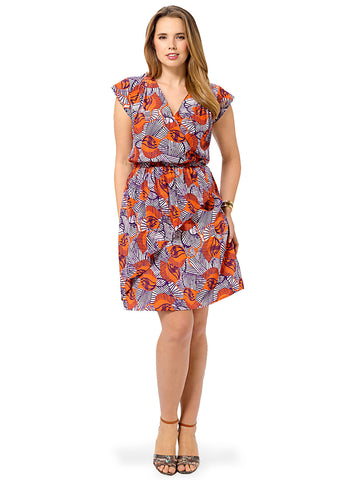 Abstract Printed Cascade Dress