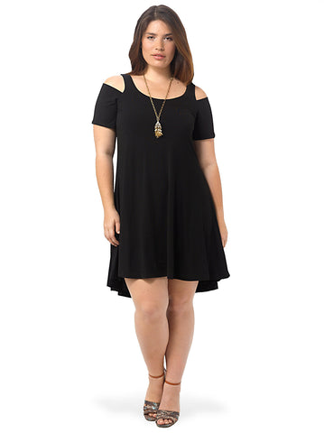 Nadine Cold Shoulder Dress In Black