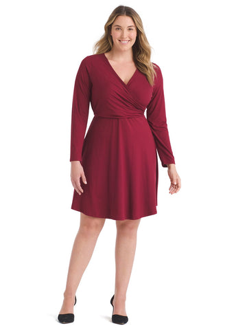 Burgundy Fit And Flare Dress