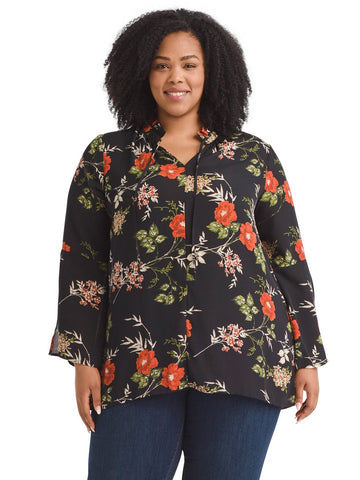 Floral Vase Print Tunic Top