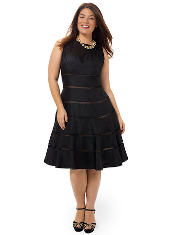 Illusion Fit & Flare Dress In Black