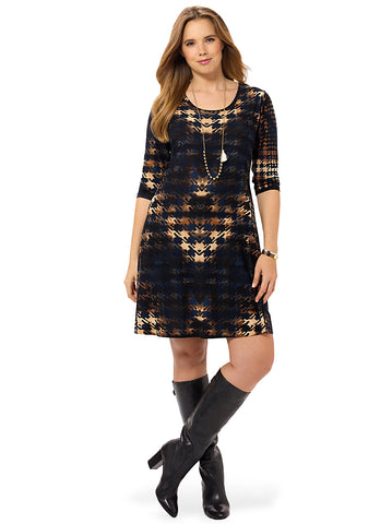 Printed Houndstooth Dress