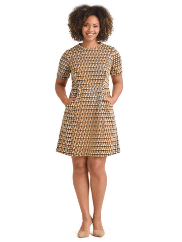 Retro Geo Print Dress