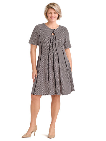 Bubble Knit Cut Away Seam Down Fit-And-Flare Dress