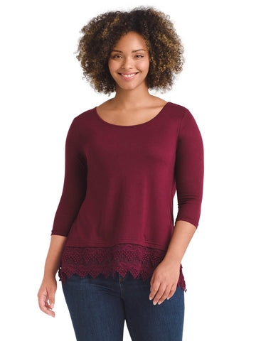 Lace Hem Merlot Top