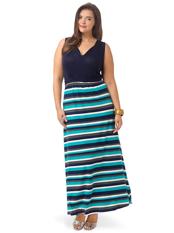 Emerson Maxi Dress In Navy Stripe