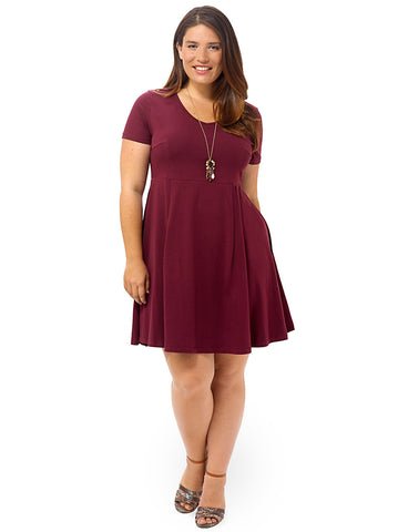 V-Neck Skater Dress With Seam Detail