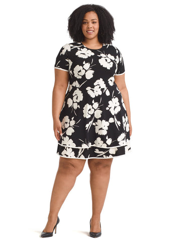 Two Tier Floral Fit-And-Flare Dress