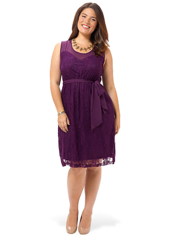 Loretta Lace Dress In Plum