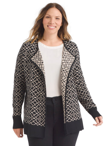 Medallion Jacquard Flyaway Cardigan