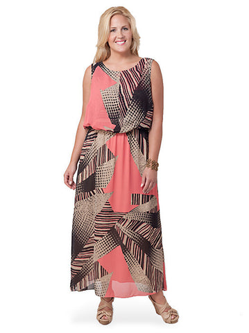 Wave Print Maxi Dress