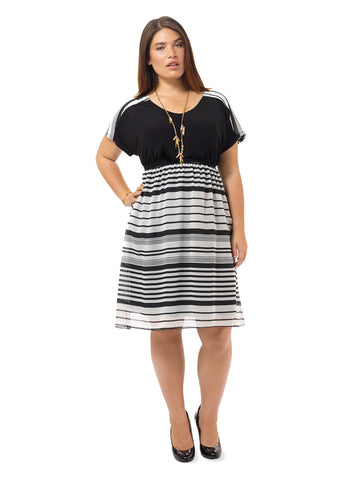 Malika Dress In Metro Stripe