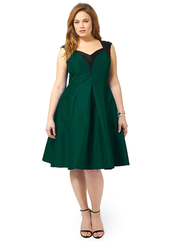 Dita Holiday Dress In Emerald Green & Black