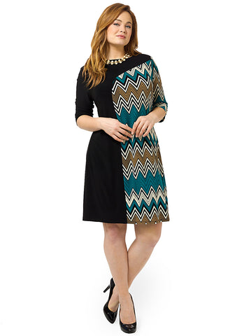 Marcel Dress In Teal Chevron