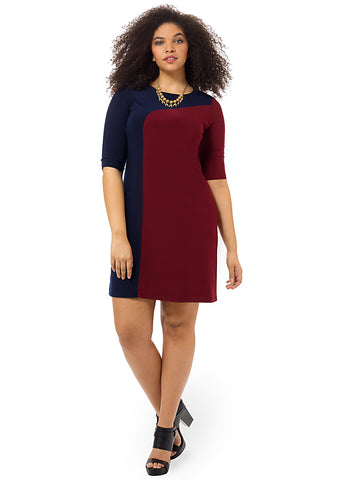 Muse Dress In Navy & Burgundy